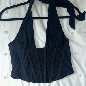 ZARA Black Corset Halter Top